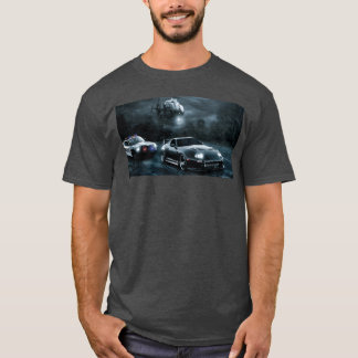 Retro nachtjacht met snelle sportwagen t-shirt