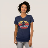 Retro Namaste, yoga pose T-shirt (Voorkant volledig)