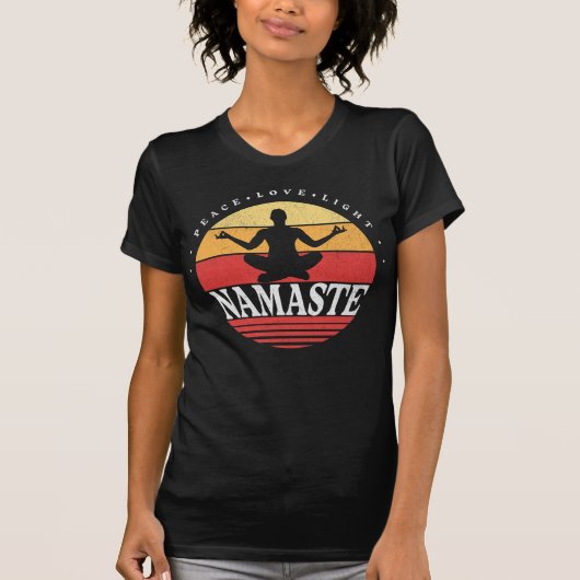 Retro Namaste, yoga pose T-shirt (Voorkant)