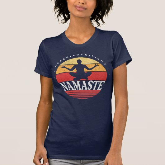 Retro Namaste, yoga pose T-shirt (Voorkant)