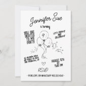 Retro Namen Doodle Moderne Ballon Verjaardag Kaart (Voorkant)