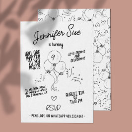 Retro Namen Doodle Moderne Ballon Verjaardag Kaart