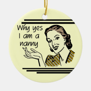 Retro Nanny T-shirts en cadeaus Keramisch Ornament