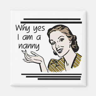 Retro Nanny T-shirts en cadeaus Magneet