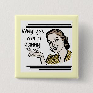 Retro Nanny T-shirts en cadeaus Vierkante Button 5,1 Cm