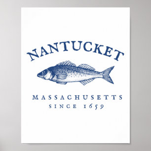 Retro Nantucket Massachusetts Vissen Poster