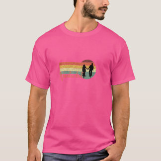 Retro Nantucket Paar Fietsen  Zonsondergang T-shirt