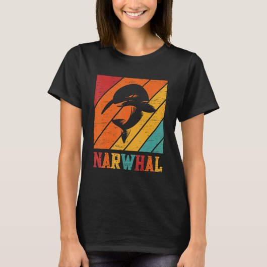 Retro Narwhal Unicorn Sea Fish Rainbow Kids Boy Gi T-shirt (Voorkant)