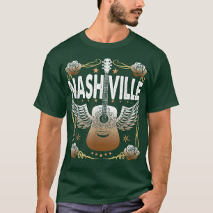 Retro Nashville Country Music City Guitar T-shirt