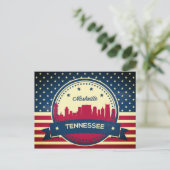 Retro Nashville Tennessee Skyline Briefkaart (Staand voorkant)