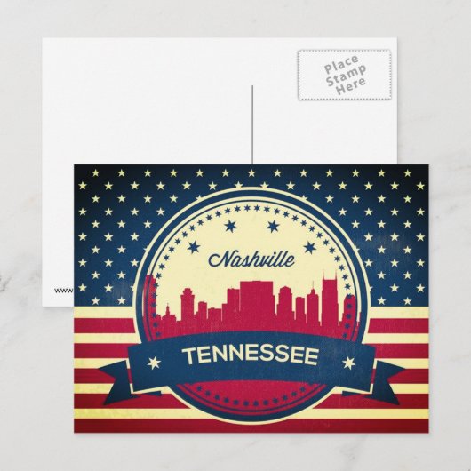 Retro Nashville Tennessee Skyline Briefkaart (Voorkant / Achterkant)