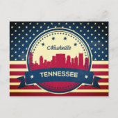 Retro Nashville Tennessee Skyline Briefkaart (Voorkant)