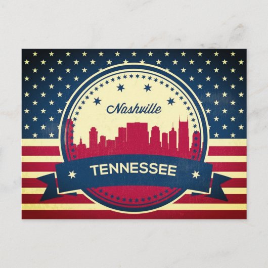 Retro Nashville Tennessee Skyline Briefkaart (Voorkant)