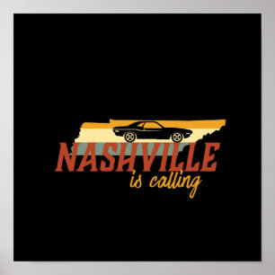 Retro Nashville Tennessee USA City Map Poster