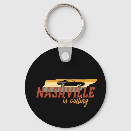 Retro Nashville Tennessee USA City Map Sleutelhanger (Voorkant)
