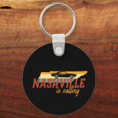 Retro Nashville Tennessee USA City Map Sleutelhanger (Voorkant)