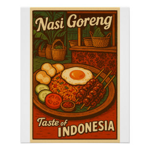 Retro Nasi Goreng Poster – Indonesische gebakken r