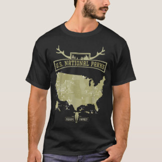 Retro Nationale Parken Kaart - Vintage Amerikaans T-shirt