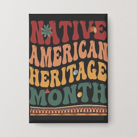 Retro Native American Heritage Month Inheems Button (Voorkant)