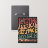Retro Native American Heritage Month Inheems Button (Voorkant / Achterkant)