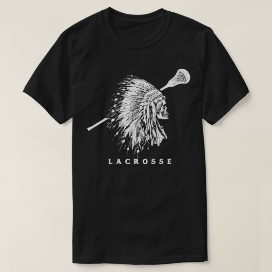 Retro Native Headdress  Lacrosse Stick Skul T-shirt (Design voorkant)