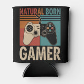 Retro Natural Born Gamer Funny Blikjeskoeler (Voorkant)