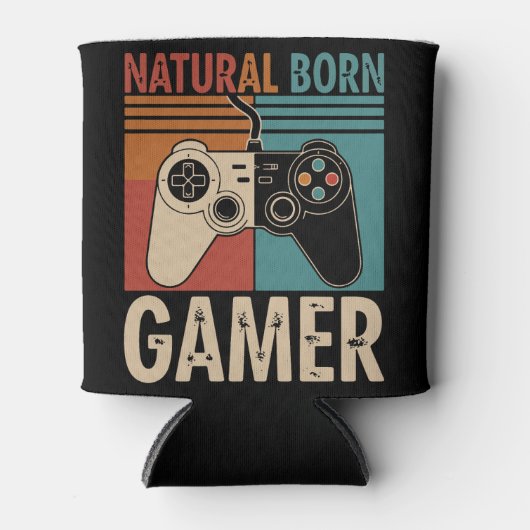 Retro Natural Born Gamer Funny Blikjeskoeler (Voorkant)
