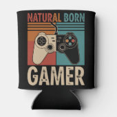 Retro Natural Born Gamer Funny Blikjeskoeler (Achterkant)