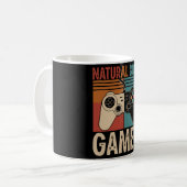 Retro Natural Born Gamer Funny Koffiemok (Voorkant links)
