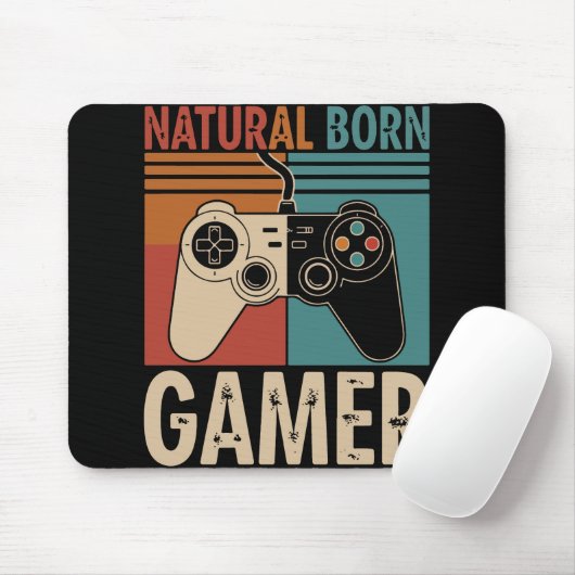 Retro Natural Born Gamer Funny Muismat (Met muis)