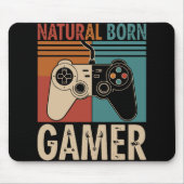 Retro Natural Born Gamer Funny Muismat (Voorkant)