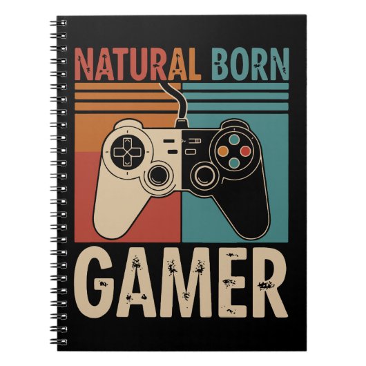 Retro Natural Born Gamer Funny Notitieboek (Voorkant)