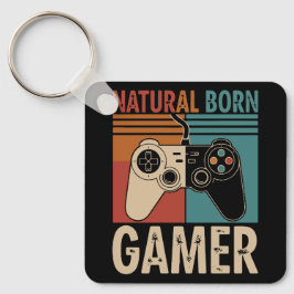 Retro Natural Born Gamer Funny Sleutelhanger