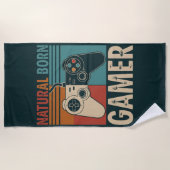 Retro Natural Born Gamer Funny Strandlaken (Voorkant)