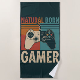 Retro Natural Born Gamer Funny Strandlaken