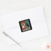 Retro Natural Born Gamer Funny Vierkante Sticker (Envelop)