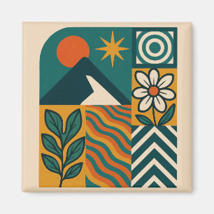 Retro Natuur Abstracte kunst-moderne geometrische Magneet