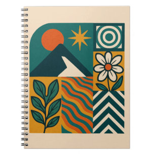 Retro Natuur Abstracte kunst-moderne geometrische Notitieboek