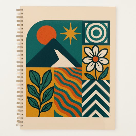 Retro Natuur Abstracte kunst-moderne geometrische Planner (Voorkant)