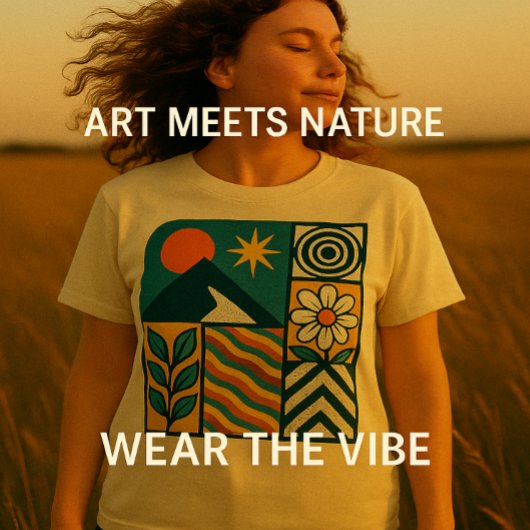 Retro Natuur Abstracte kunst-moderne geometrische  T-shirt