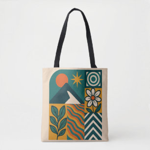 Retro Natuur Abstracte kunst-moderne geometrische  Tote Bag