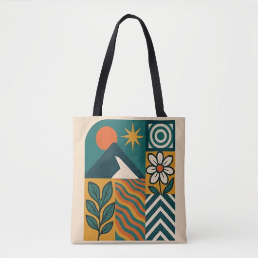 Retro Natuur Abstracte kunst-moderne geometrische Tote Bag (Voorkant)