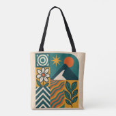 Retro Natuur Abstracte kunst-moderne geometrische Tote Bag (Achterkant)