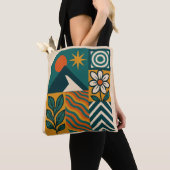 Retro Natuur Abstracte kunst-moderne geometrische Tote Bag (Dichtbij)