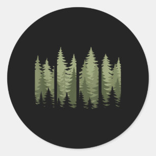 Retro Natuur Bomen Wilde Dieren Bos Ronde Sticker