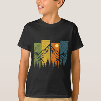 Retro natuur bos bomen buitenleven t-shirt