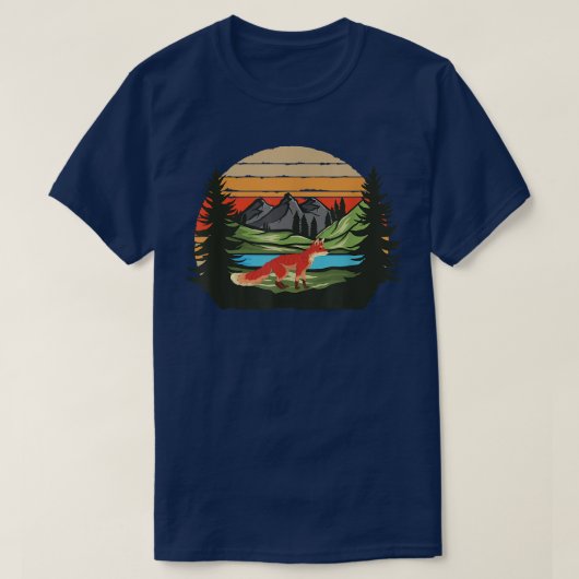Retro Natuur Forest Trees Mountains Wildlife Anima T-shirt (Design voorkant)