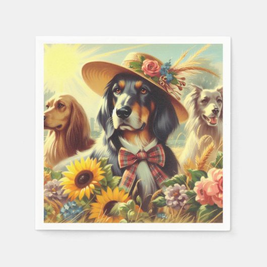 Retro Natuur Honden Servet (Voorkant)