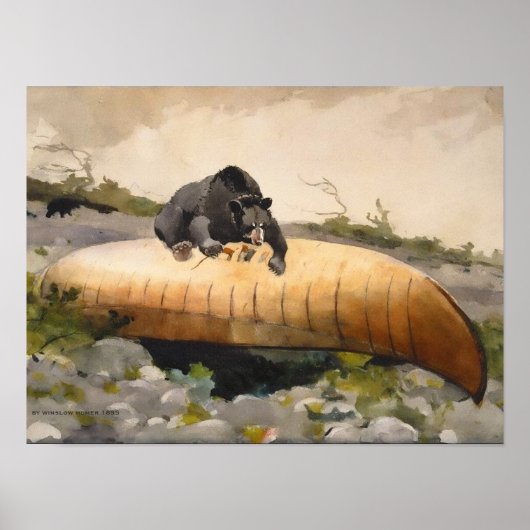 Retro Natuur Kunst Beer met een Kano Poster (Voorkant)