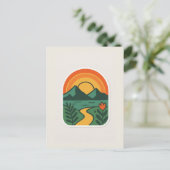 Retro Natuur Sunset - Mountain Briefkaart (Staand voorkant)